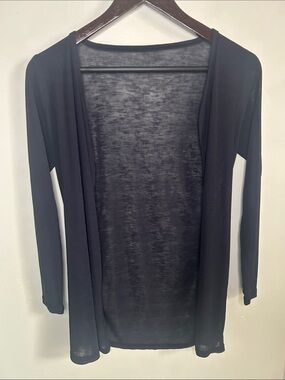 Judy Open Front Collarless Sheer Black Layering Cardigan